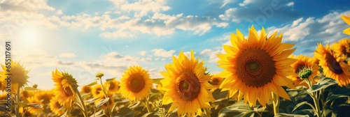 A field of sunflowers basking in the warmth of a summer