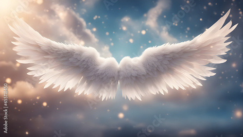 Angel Wings on Grunge Background photo
