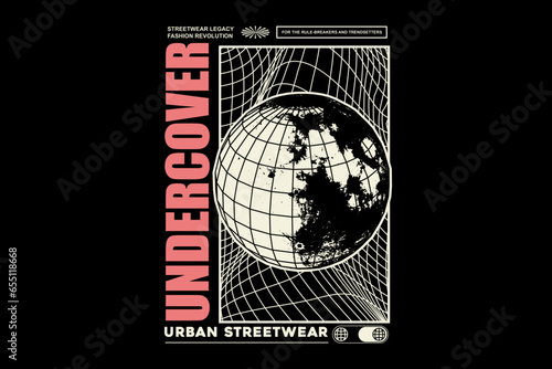 Creative undercover graphic tee design streetwear style editable template