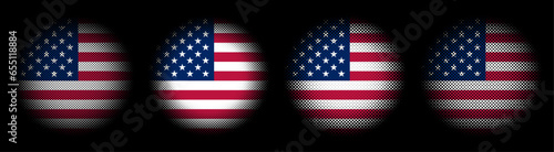 usa flag circle halftone