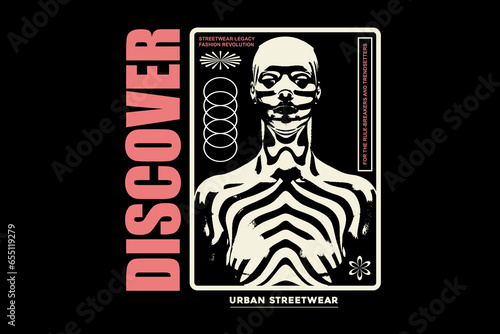 Creative discover graphic tee design streetwear style editable template