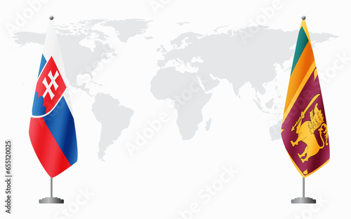 Slovakia and Sri Lanka flags for official meeting