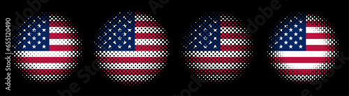 usa flag circle halftone