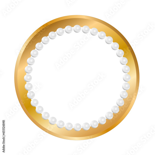 golden round frame with pearls