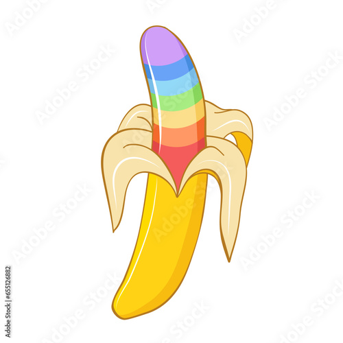 banana rainbow style art drawn