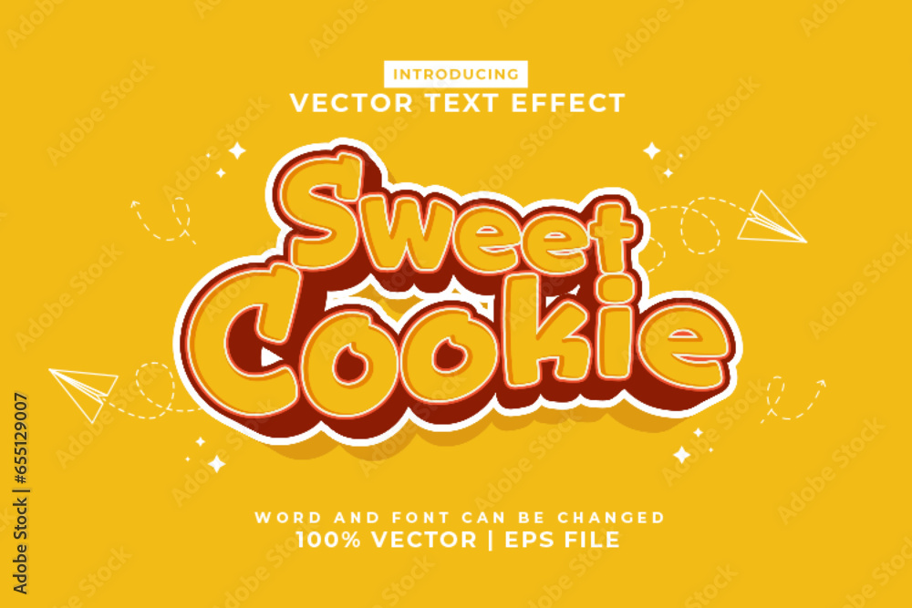 Editable text effect Sweet Cookie 3d cartoon template style premium vector