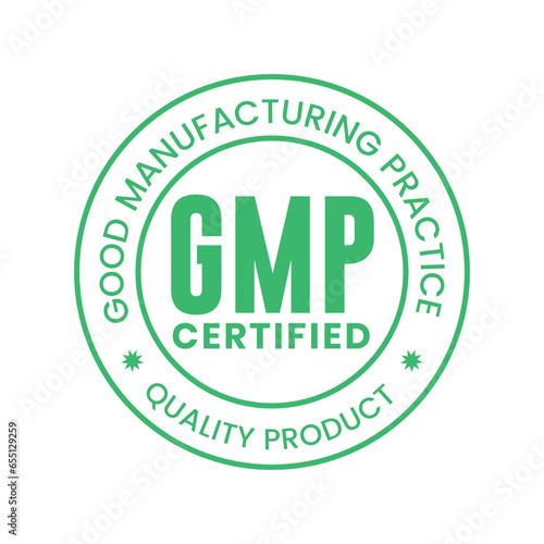 GMP (Good Manufacturing Practice) certified round stamp logo vector 