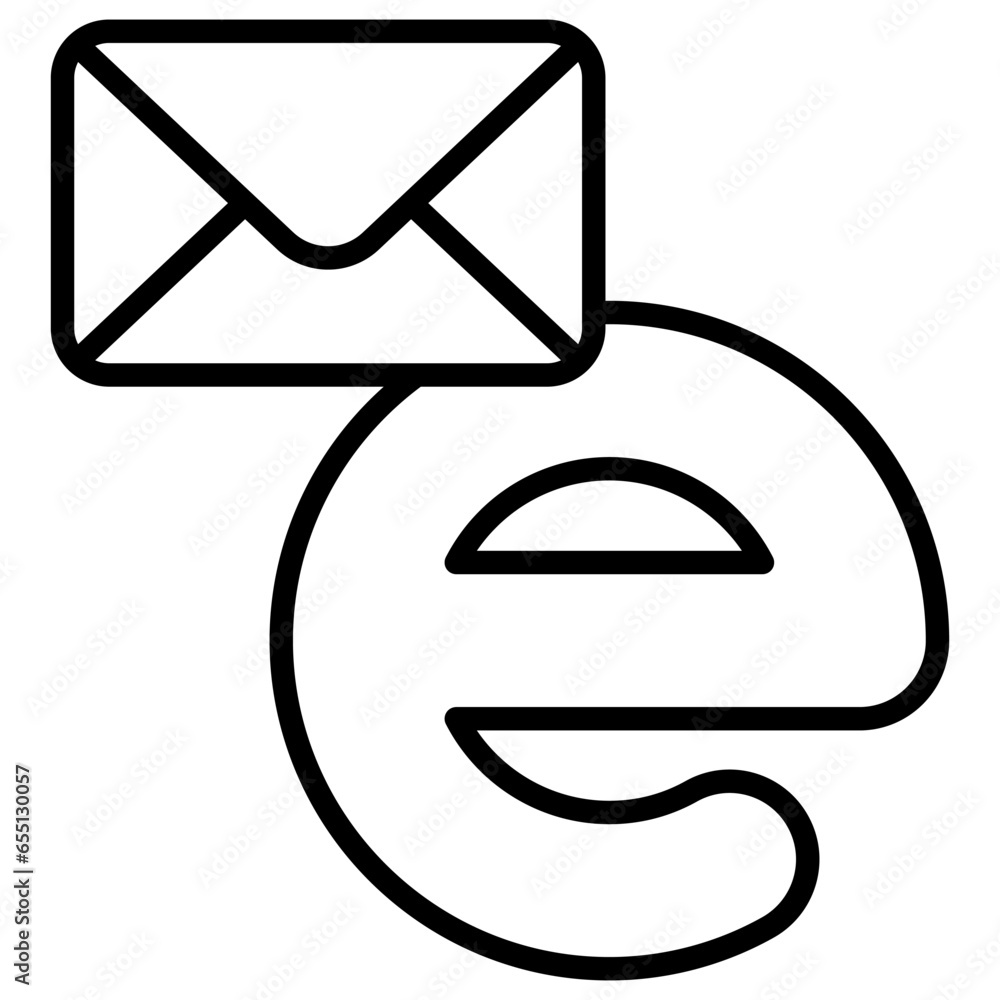 Letter e alphabet with email icon vector illustrator Letter e alphabet with email icon vector illustrator