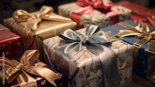 gift box with ribbon Christmas gifts generated by AI tool 