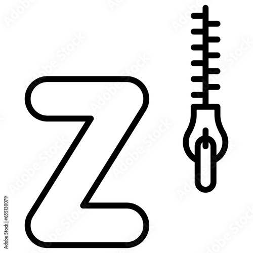 Letter z alphabet with zip icon vector illustrator
