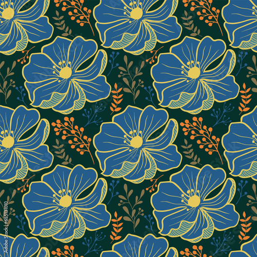 Floral seamless pattern. Floral repeat. Botanical background for fabric and textile