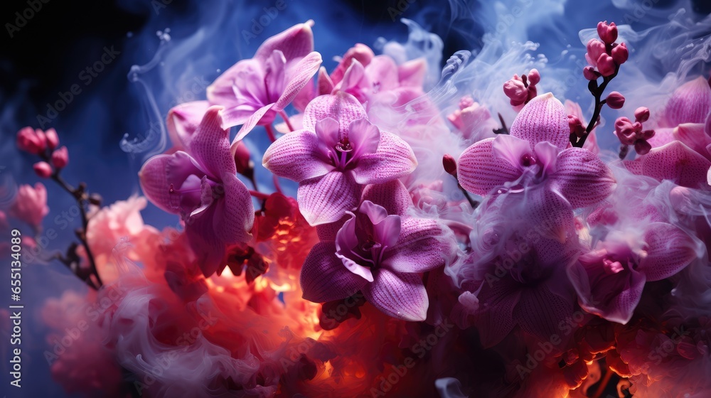 Fototapeta premium Orchid Smoke , Macro shot , Color Gradient, Background HD