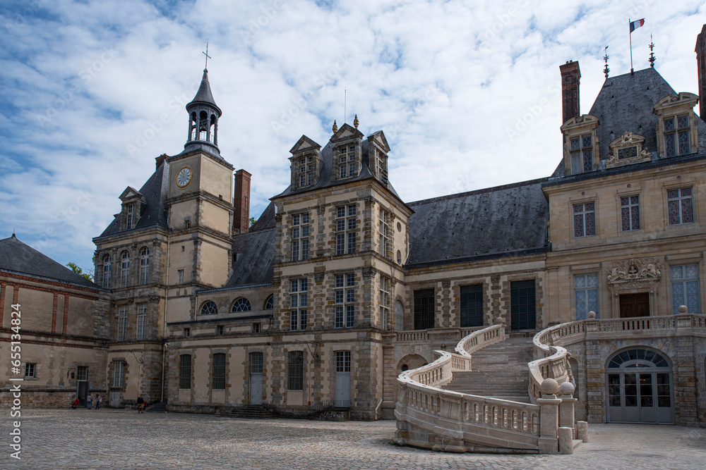 Exterior architecture of the Château de Fontainebleau in France