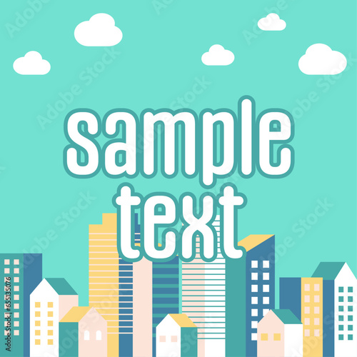 背景イラスト_ビル群_レトロカラー