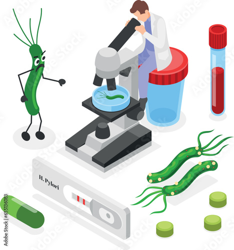 Helicobacter Pylori Isometric Design Concept