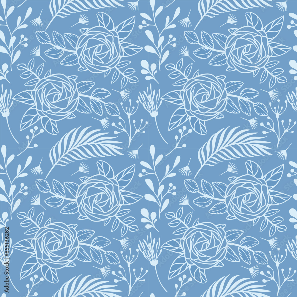 Floral seamless pattern. Floral repeat. Botanical background for fabric and textile