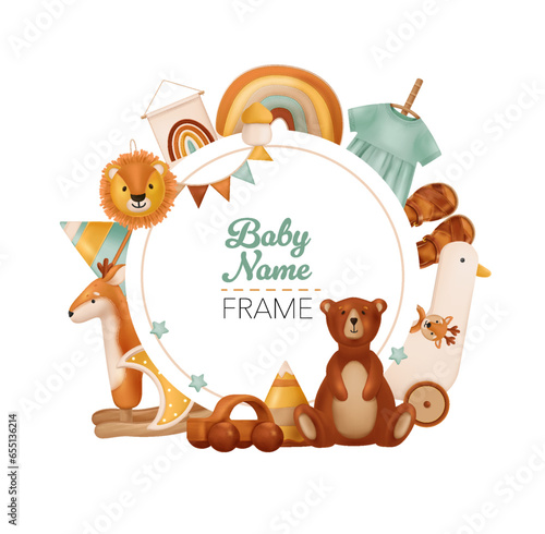 Baby Name Retro Frame