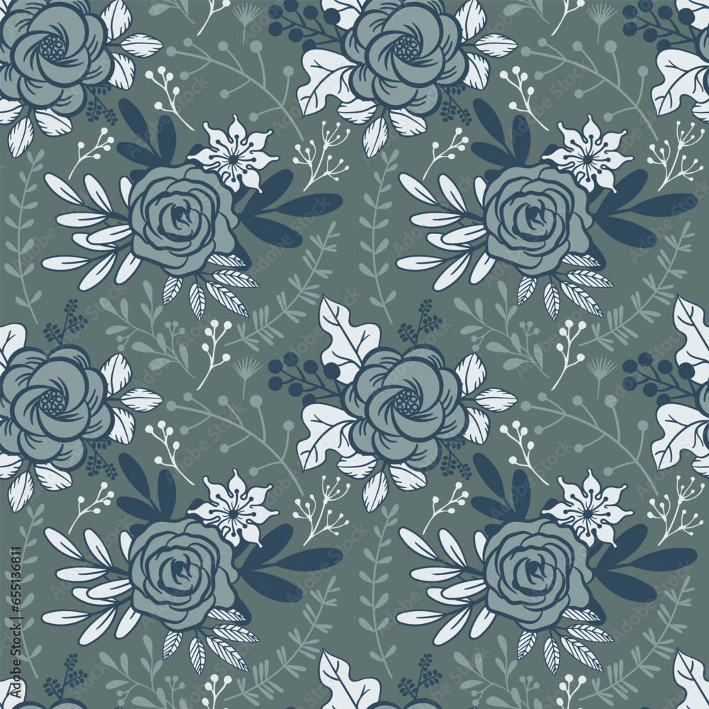 Floral seamless pattern. Floral repeat. Botanical background for fabric and textile Floral seamless pattern. Floral repeat. Botanical background for fabric and textile