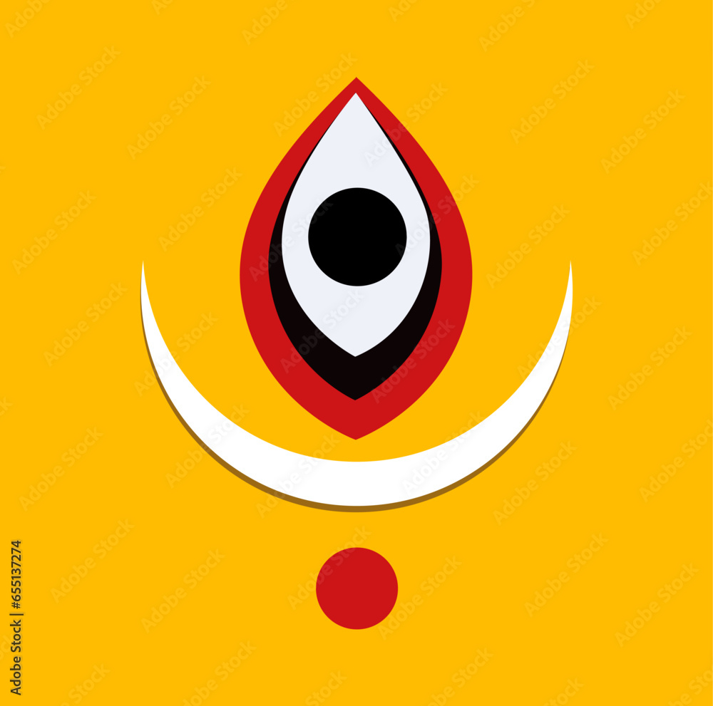 Lord Durga third eye with white half moon vector icon. Lord Durga third eye with white half moon vector icon.