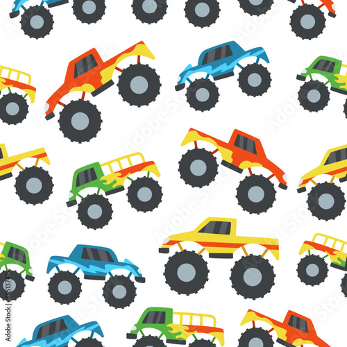 Monster Truck Seamless Pattern