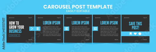Editable Business carousel post for social media use. Instagram, LinkedIn carousel post template for business use.