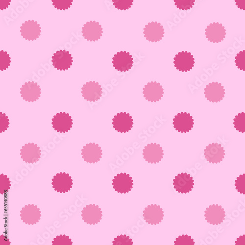 Monochrome polka dot seamless pattern. Hand drawn distressed pink spots background. Allover fluffy circles raster illustration. Great for baby apparel