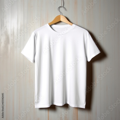 white t-shirt hanging on a hanger, Generative AI