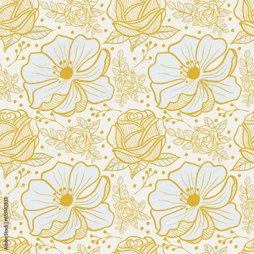 Floral seamless pattern. yellow flowers on white background