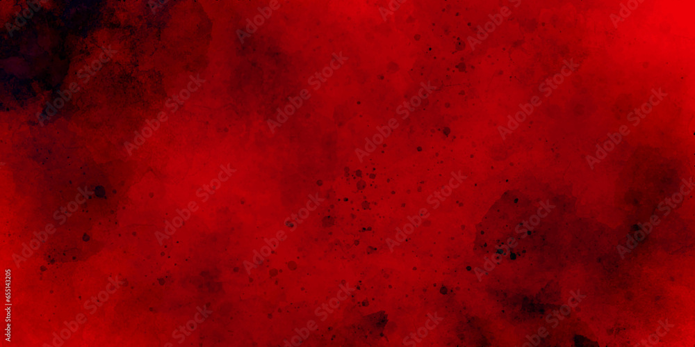 Red wall grunge texture hand painted watercolor horror backdrop texture background. red and black vintage aged dirty rough background abstract texture with color splash design.