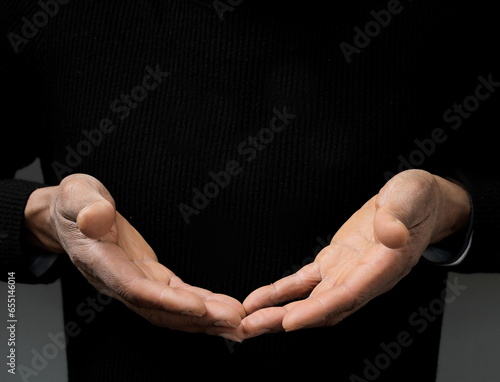 praying to God with hands together with people stock image stock photo