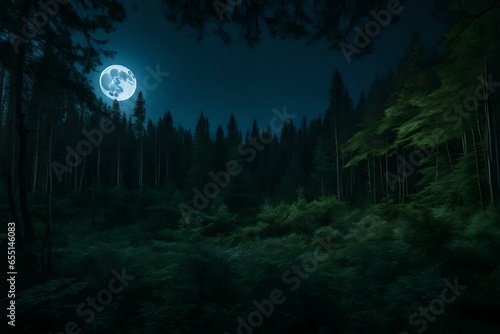 night landscape with a forest