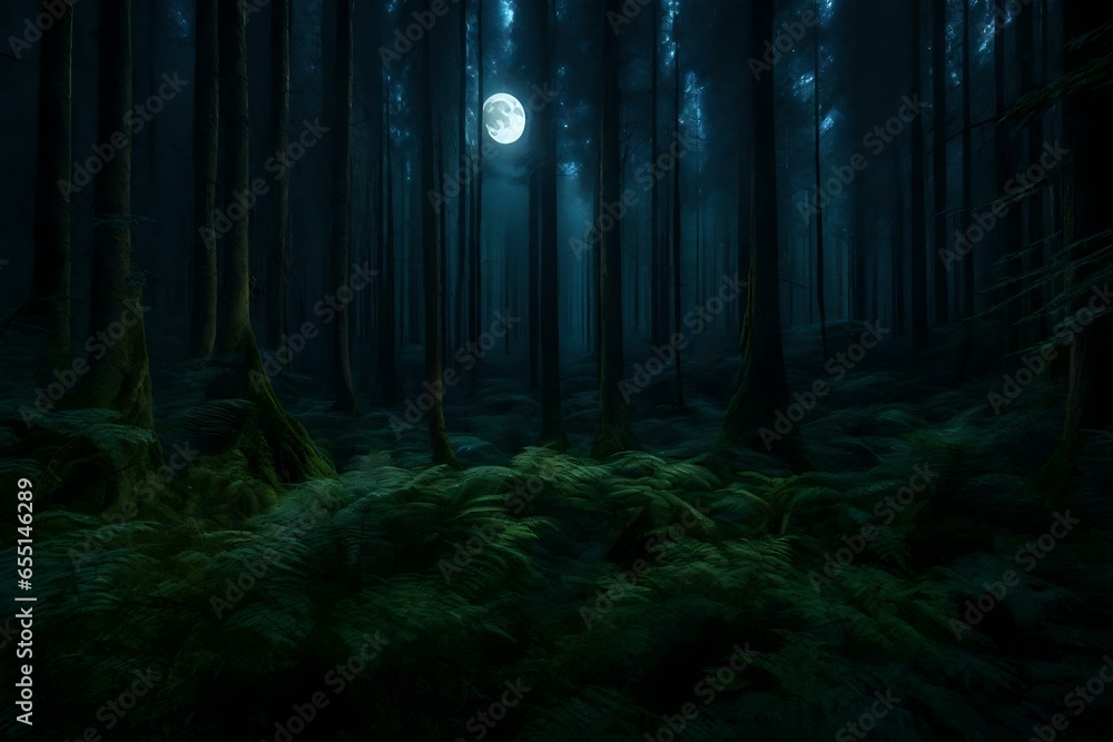 forest in the night sky