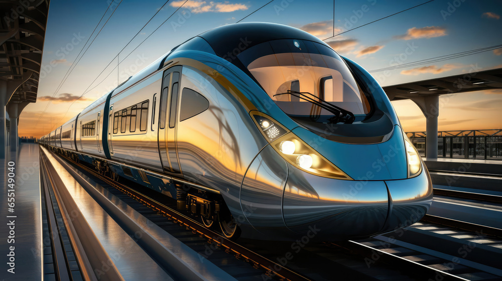 high speed train on the tracks