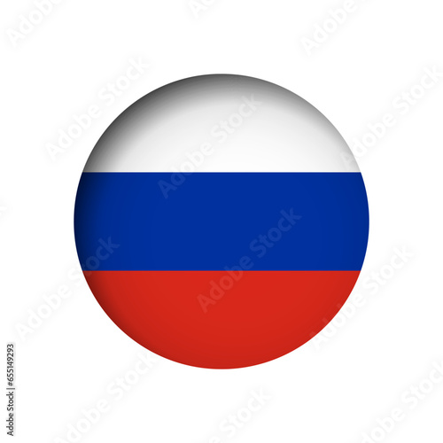 Russia flag - behind the cut circle paper hole with inner shadow.