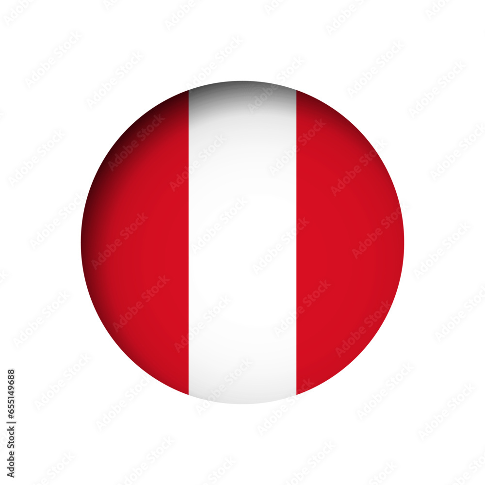 Peru flag - behind the cut circle paper hole with inner shadow. Peru flag - behind the cut circle paper hole with inner shadow.