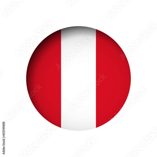 Peru flag - behind the cut circle paper hole with inner shadow.