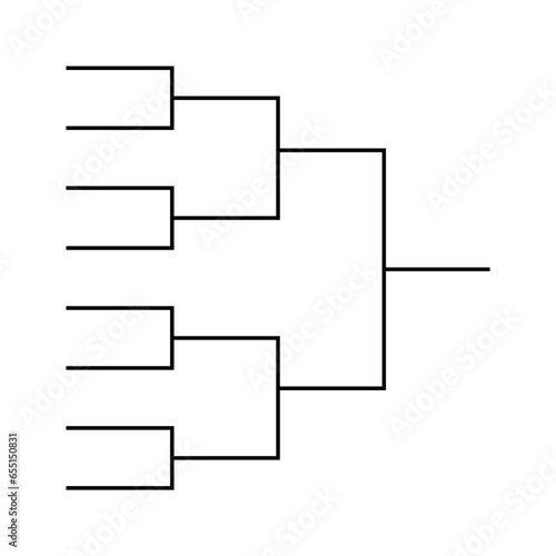 Bracket sport tournament, blank elimination event sign, playoff match vector illustration