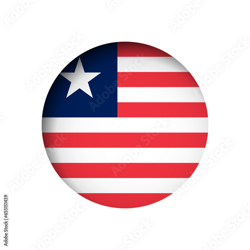 Liberia flag - behind the cut circle paper hole with inner shadow.