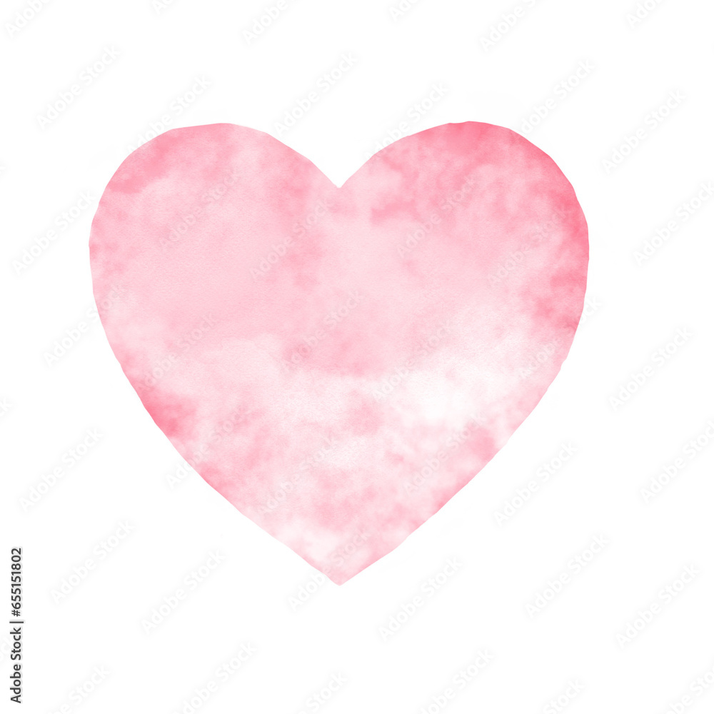Pink Heart watercolor isolated  with transparent background 
