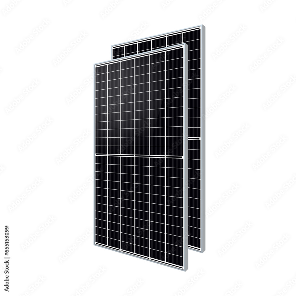 Green Energy Solar panel on white, alternative electricity source, concept of sustainable resources. Vector illustration stock illustration