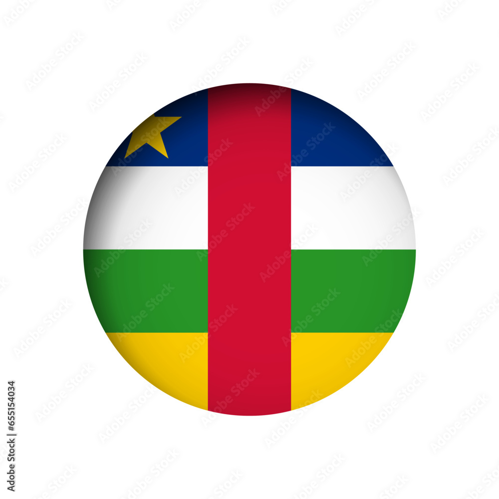 Central African Republic flag - behind the cut circle paper hole with inner shadow. Central African Republic flag - behind the cut circle paper hole with inner shadow.