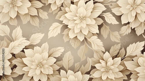 Background of illustrated beige Flowers. Creative Wallpaper 