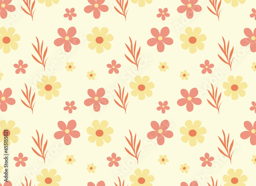 Wallpaper Mural seamless pattern with flowers Torontodigital.ca