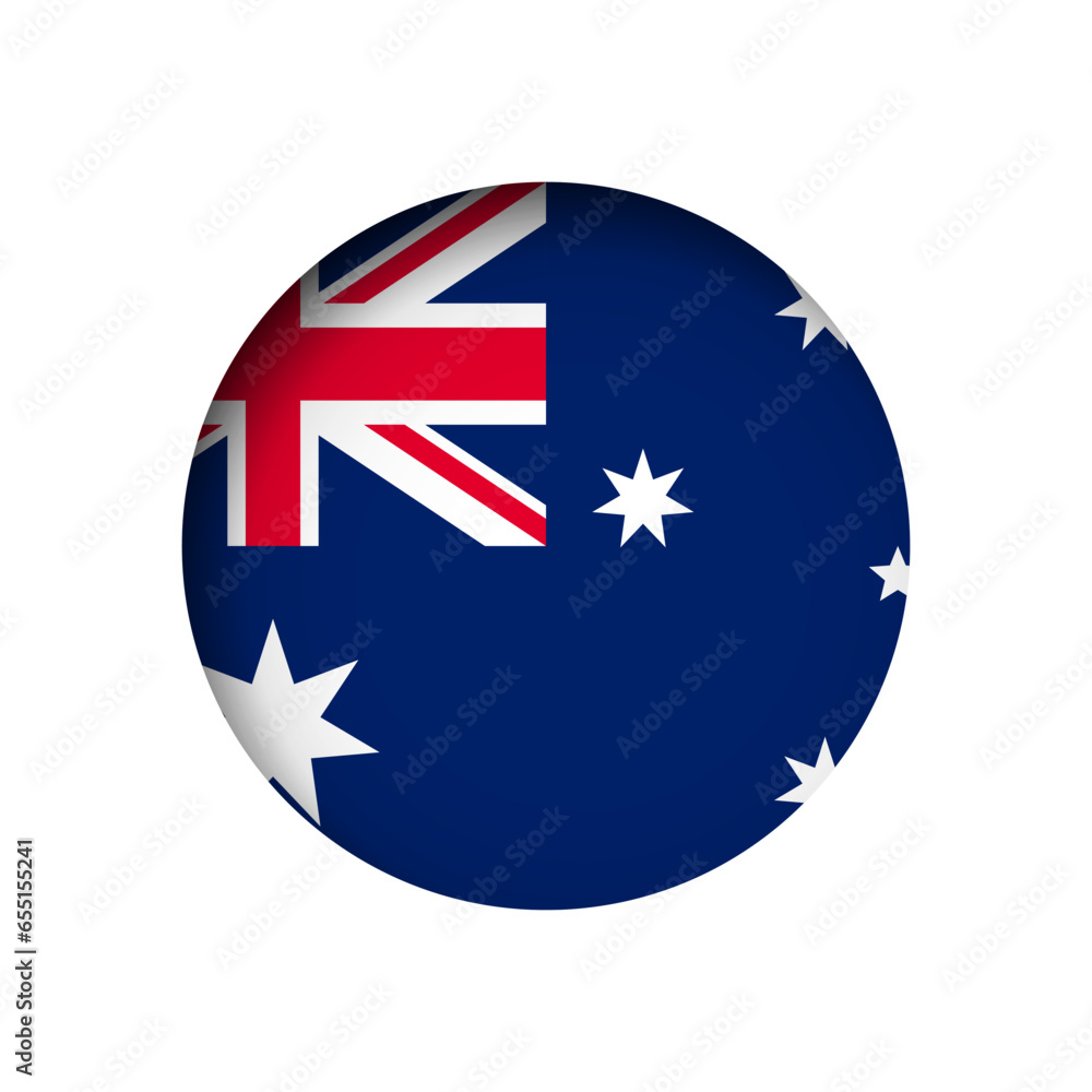 Australia flag - behind the cut circle paper hole with inner shadow. Australia flag - behind the cut circle paper hole with inner shadow.
