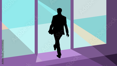 Business lending, as a businessman enters the bank, stands as an essential pillar of contemporary commerce, encompassing a wide array of financial products and services, business art flat illustration