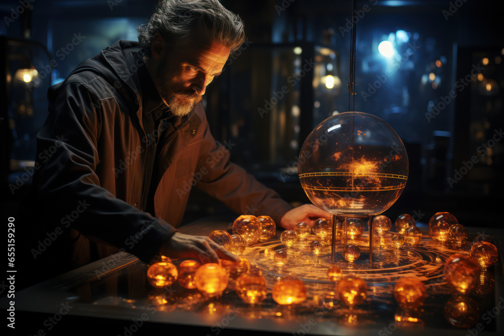 A quantum physicist in a lab, conducting experiments on the behavior of subatomic particles. Generative Ai. A quantum physicist in a lab, conducting experiments on the behavior of subatomic particles. Generative Ai.