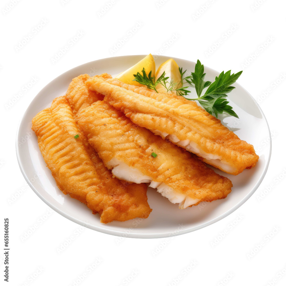 Juicy fish steak isolated on transparent background.