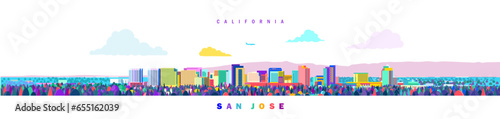San jose california city skyline with color buildings abstract vector image
