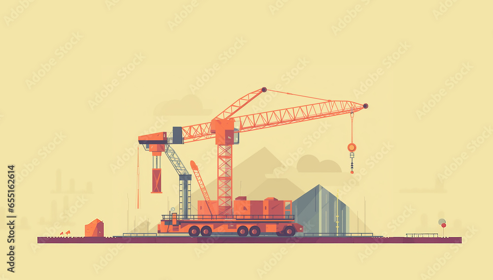 Construction crane, industrial, flat design. AI generative Construction crane, industrial, flat design. AI generative