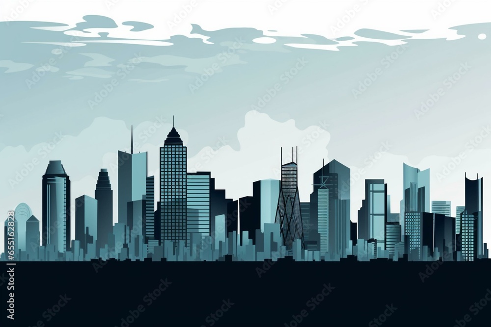 City skyline banner cutout. Generative AI